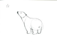 a drawing of a polar bear looking up at the sky