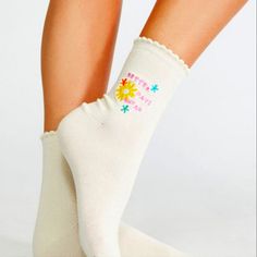 Pacsun Delivers This Funtimes Better Days Ahead Floral Stitch Design, Onesize, Multicolor. Cute Cotton Socks For Spring, Trendy Cotton Socks For Spring, Comfortable Beige Socks For Summer, Comfortable Beige Summer Socks, Trendy White Summer Socks, Cute Cream Socks For Spring, Comfortable Cotton Socks For Spring, Cute Cream Spring Socks, Casual Cotton Summer Socks