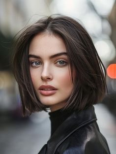 Chic Chin-Length Hairstyles 2024 for All Hair Types Thick Bob, Choppy Bobs, Bob Brown, Haircuts For Round Faces, Medium Short Haircuts, Bob Haircut For Round Face, Chin Length Haircuts, Womens Haircuts Medium, Best Bob Haircuts