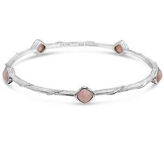 Playfully peppered with pink Peru opal gemstones, this textured bangle adds a gorgeous grace to any outfit. From Ariva. Opal Bangle, Pink Opal, Opal Gemstone, Bezel Setting, Peru, Design Elements, Silver Bracelet, Jewelry Bracelets, Opal