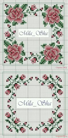 cross stitch pattern with roses on it