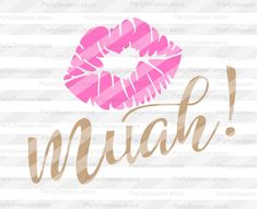 a pink lipstick with the word muah on it's side and an image of a