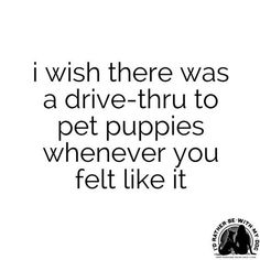 a quote that reads, i wish there was a drive - thru to pet puppies whenever you felt like it