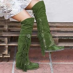 Category:Boots; Upper Materials:Faux Suede; Embellishment:Tassel; Season:Fall,Winter; Heel Type:Wedge Heel,Hidden Heel; Gender:Women's; Activity:Walking; Platform Height:2.36; Toe Shape:Round Toe; Type:Over The Knee Boots,Thigh High Boots; Style:Vintage,Bohemia,Elegant; Heel Height(inch):3-4; Outsole Materials:Rubber; Occasion:Daily,Outdoor; Closure Type:Lace-up; Pattern:Solid Color; Listing Date:10/10/2023; Production mode:External procurement; 2024 Trends:Suede Shoes,Cowboy Boots,Plus Size,Hei Boots Boho, Knee High Boots Winter, Boho Boots, Winter Fashion Boots, Girls Flats, Faux Suede Boots, Suede Tassel, Cowboy Boots Women, Womens Knee High Boots