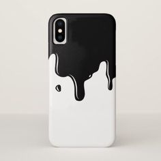 a black and white iphone case with dripping liquid