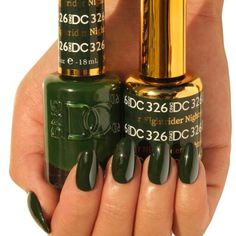 DND DC Guilty Pleasure - 36 shades Duo Collection Size : 0.5oz PLEASE NOTE: We strive to make our digital color swatches as accurate as possible to the actual product color but due to different monitor settings and electronic devices colors may differ slightly. Dnd Dark Green Gel Polish, Dnd Colors, Nail Appointment, School Nails