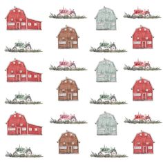 The White Fluffy Animals on the Farm Barns and Tractors Fabric is part of the Fluffy Animals on the Farm Fabric Collection printed by Sew Creative Fabrics. Digitally Printed on 100% cotton. Sew Creative Fabrics is only available through Sewing Parts Online, not sold in stores or anywhere else online. * Proudly Manufactured in Dickson, Tennessee USA! *   * Even though we do our best to make certain that the colors in our fabric photographs are accurate, please be aware that your display screen ma Farm Pattern Illustration, Farm Sweet Farm Quilt, Animals On The Farm, Farm Animals Crib Bedding, Farm Fabric, Farm Animal Fabric, Dickson Tennessee, Farm Barn, Fluffy Animals