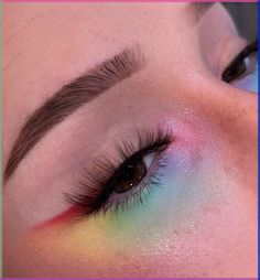 Pride Month, Rainbow Under-Eye Eyeshadow, False Lashes, ❤️���🧡💛💚💙💜 Pride Diy Ideas, Pansexual Makeup, Bambi Face, Rainbow Blush, Acne Tool, Make Carnaval, Cutest Clothes