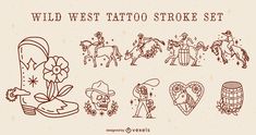 Small Cowboy Tattoo, People Riding Horses, Cowboy Wild West, Western Designs, Elements Tattoo