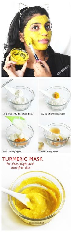 Clear Skin Naturally, Turmeric Mask, Acne Free Skin, Tumeric Face, Tumeric Face Mask, Diy Skin Care Recipes, Face Mask Diy, Face Mask Recipe