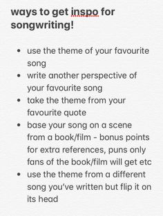 an iphone screen with the words'ways to get insp for song writing '