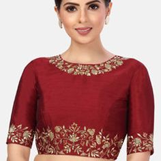 Red and Maroon color Blouse in Dupion Silk fabric with Embroidered work Red Silk Floral Embroidery Set, Elegant Embroidered Red Blouse Piece, Elegant Red Embroidered Blouse Piece, Elegant Red Blouse With Zari Work, Elegant Red Blouse With Resham Embroidery, Elegant Red Tops With Resham Embroidery, Elegant Red Tops With Floral Embroidery, Festive Red Padded Blouse Piece, Festive Red Padded Blouse