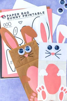 paper bag bunny printable craft for kids