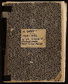 an old book with writing on it and some black speckles around the edges