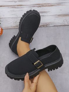 Free Returns ✓ Free Shipping✓. Thick Sole British Style Mary Jane Loafer Shoes For Women, Black Color, New 2024 Collection- Women Wedges & Flatform at SHEIN. Office Winter Shoes, Loafer Shoes For Women, Shoes For Women Black, Black Work Shoes, Women Wedges, Womens Wedges, Winter Shoes, 2024 Collection, Penny Loafers