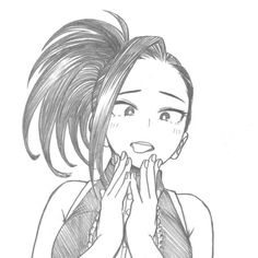 a drawing of a girl with her hands on her face