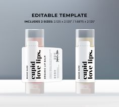 "Less is more with this minimalist style lip balm label. Edit the words and add your logo to make it your own! ♥ MATCHING BUSINESS STUFF: https://etsy.me/3AYcoGE ♥ TRY OUT THE FREE DEMO: https://templett.com/design/demo/frankandbunnylove/9887662,9887709,9419291 ♥ WHAT YOU RECEIVE: Access the label editable templates in 2 sizes: - 2.125x2.125\" - 1.6875x2.125\" ♥ HOW IT WORKS : Our designs are editable using the Templett web app. Simply follow these instructions below after purchasing: 1. Look fo Unique Label Design, How To Make Chapstick, Lip Balm Labels Template, Lip Balm Label, Chapstick Labels, Balm Packaging, Lip Balm Packaging, Lip Balm Brands, Lip Balm Ingredients