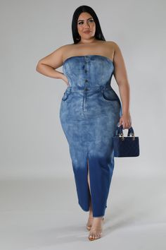 Denim Long Dress, Denim Tube Dress, Long Jean Skirt, Run It, Beachwear For Women, Back Dress, Tube Dress, Stretch Dress, Long Maxi Dress