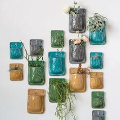 Terracotta Wall Pocket Planters | Antique Farmhouse Wall Accents Decor, Herb Garden In Kitchen, Wall Planters, Glazed Walls, Terracotta Wall, Ceramics Projects, Dried Floral