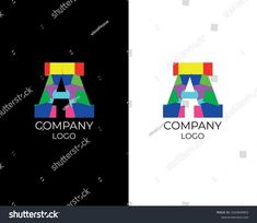 colorful letter logo design with black and white background for company identity or business card template