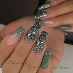 Green Acrylic Nails, Manicure Tips, Her Nails, Fall Acrylic Nails, Dusty Green, Acrylic Nails Coffin