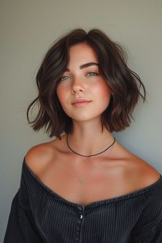 #Hairstyles #CurlyHairstyles #WeddingHairstyles #CuteHairstyles #TwistsHairstyle #PromHairstyles #EasyHairstyles #ShortHairstyles #shorthair #BridesmaiHairstyles #BlackWomenHairstyles #PixieHairstyles #cutelatinahairstyles #cutelatinahairstyles2024 Bob Haircuts For Thick Wavy Hair, Wavy Bob No Bangs, Wavy Brunette Bob, Italian Bob Wavy Hair, Bobs For 2024, Wavy Bob Curtain Bangs, Brown Hair Bob With Bangs, Short Hair Women 2024, Short Hair Cuts Wavy Hair