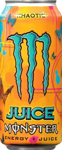 a can of juice with the words juice monster energy and a humming on it's side