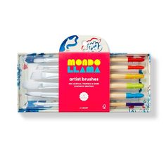 the box contains six markers and two pens