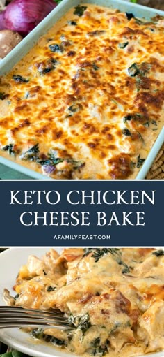 keto chicken cheese bake in a casserole dish