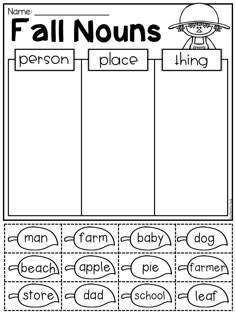 a printable worksheet for fall