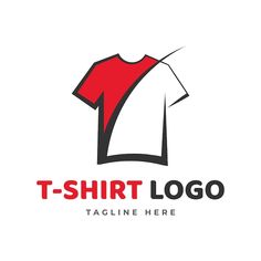 t - shirt logo design with red and black colors on the front, white background