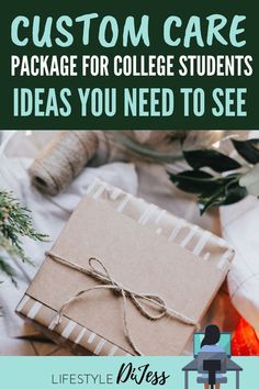 a package for college students is wrapped in brown paper and tied with twine