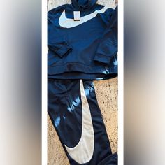 New With Tags Size Large Nike Swoosh Tracksuit Blue With White Swoosg Pullover Hoodie And Jogger Style Pants Dm0992 Track Suit Men Nike, Nike Tracksuit Men, Nike Track Pants Mens, Nike Sweatpants Mens, Nike Pants Mens, Black Nike Sweatpants, Track Pants Mens, Black Sportswear, Football Pants