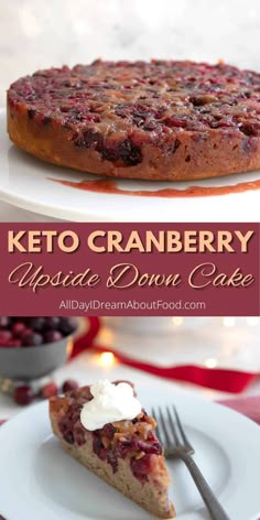 keto cranberry upside down cake on a plate