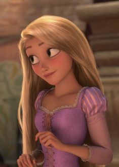 rappui from tangled in love with her long blonde hair and eyes wide open