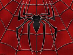 the amazing spider - man logo on a red and black web fabric wallpaper pattern