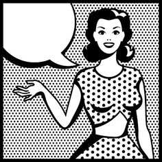 a woman with an empty speech bubble