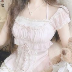 Coquettes •.•🍥•.•🍧•.•🌷•.•🍡•.• Cute Outfits Asian, Soft Pink Aesthetic Outfits, Korean Clothes Aesthetic, Cute Korean Outfits Dresses, Cute Clothes Korean, Pink Wonyoungism, Cherry Blossom Outfit, Coquette Stuff, Light Pink Aesthetic