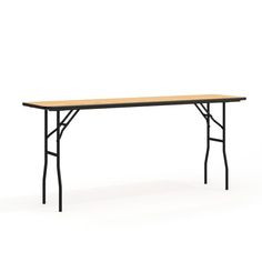 a wooden table with black legs on a white background, there is no image here to provide a caption for