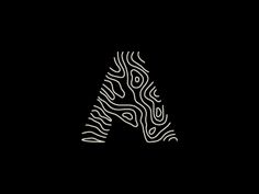 the letter logo is made up of wavy lines and waves in white on a black background