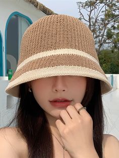 UOOZEE Lightweight Brown Bucket Hat, Casual Cream Bucket Hat For Outdoor, Lightweight Brown Bucket Hat In One Size, Adjustable Brown Visor Bucket Hat, Casual Adjustable Crochet Visor Hat, Adjustable Casual Crochet Visor Hat, Retro Summer Hats For Outdoor Activities, Beige Casual Hats For Outdoor Activities, Beige Casual Hat For Outdoor Activities