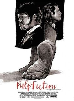 the movie poster for pulp fiction starring two men, one with his foot on the ground