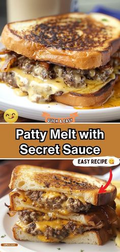 the patty melt with secret sauce recipe is shown