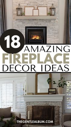 Save this pin for 18+ amazing fireplace decor ideas including white fireplace decor ideas, fireplace decor with mirrors, fireplace decor with tv, fireplace decorating ideas, cozy fireplace ideas, modern fireplace decor, spring fireplace decor, and more. Tap to learn exactly how to decorate a fireplace! Tall Fireplace Mantel Decorating Ideas, Mirrors Over Fireplace Mantels, Deep Fireplace Mantle Decor, Over The Fireplace Art, Fireplace Decor Mirror, Fireplace Wreath Decor, Candles In Fireplace Ideas Modern, Rustic Fireplace Decor Ideas, Floor Decor In Front Of Fireplace