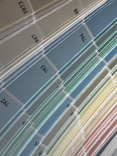 many different colors of paint samples are shown in this image, with the numbers on each side