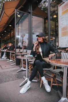 Paris fall fashion 2022 outfit ideas, socks and sneakers trend outfit, YSL baseball cap 2022, Prada gold triangle bag Socks And Sneakers Street Style, Blazer And Sneakers Outfit, Casual Trench Coat Outfit, Socks With Sneakers, Paris Trip Outfits, Paris Fall Fashion, The Best Boyfriend, Paris Street Style Fall