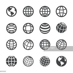 different globes and earth icons