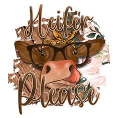 a cow wearing glasses with the words help please