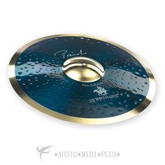 a dark blue and gold drum head with rain drops on it