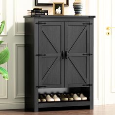 Shoe Cabinet with Doors, 7-Tier 28 Pair Shoe Cabinet Storage for Entryway, Hidden Narrow Shoe Narrow Shoe Storage, Shoe Cabinet With Doors, Storage For Entryway, Shoe Cabinet Storage, Shoe Rack Organizer, Shoe Cabinets, Cabinet With Doors, Narrow Shoes, Living Room Black